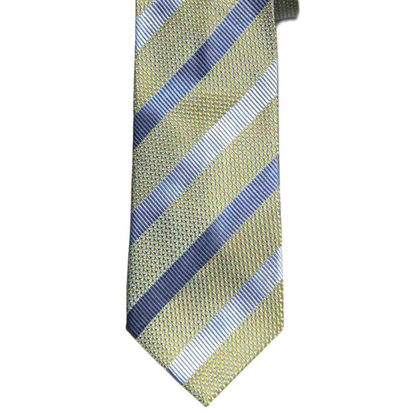 Gascoigne Silk Repp Stripe Tie Blue Gold Men's NEW - Picture 1 of 1